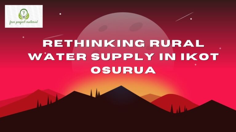 RETHINKING RURAL WATER SUPPLY