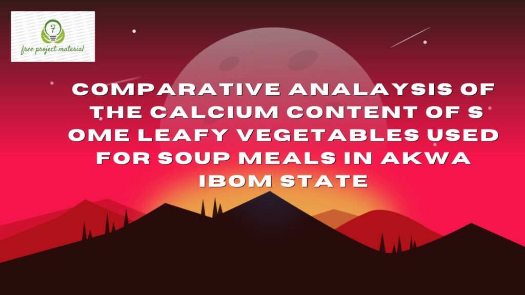 CALCIUM CONTENT OF SOME LEAFY VEGETABLES