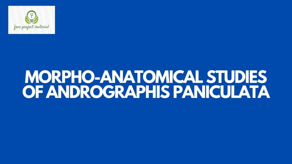 ANATOMICAL STUDIES OF Andrographis paniculata