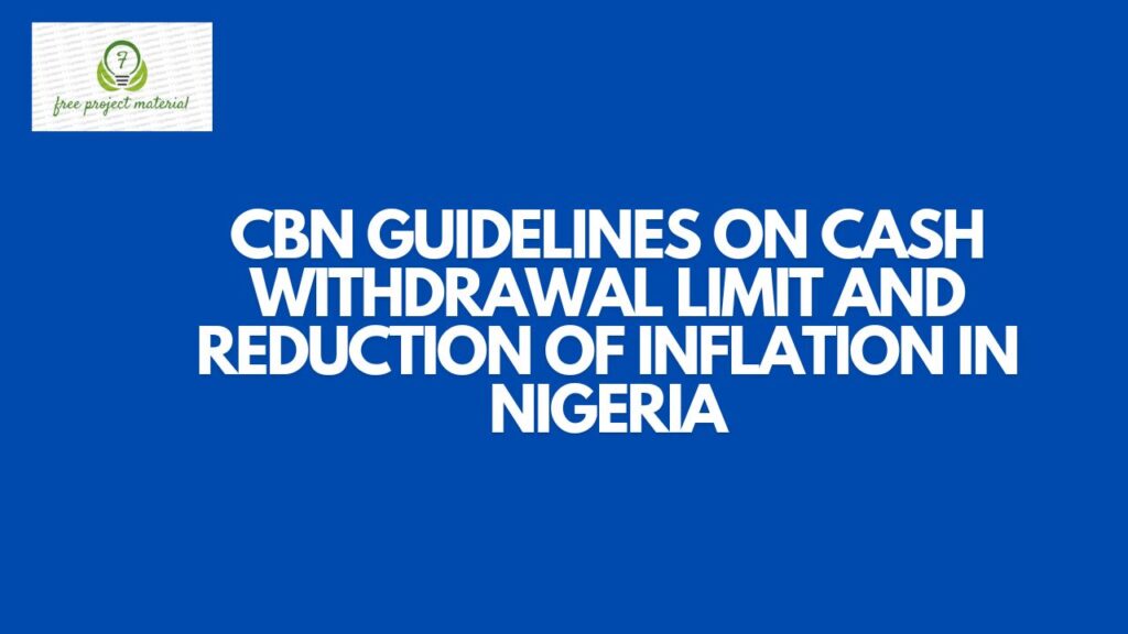 CBN GUIDELINES ON CASH WITHDRAWAL LIMIT