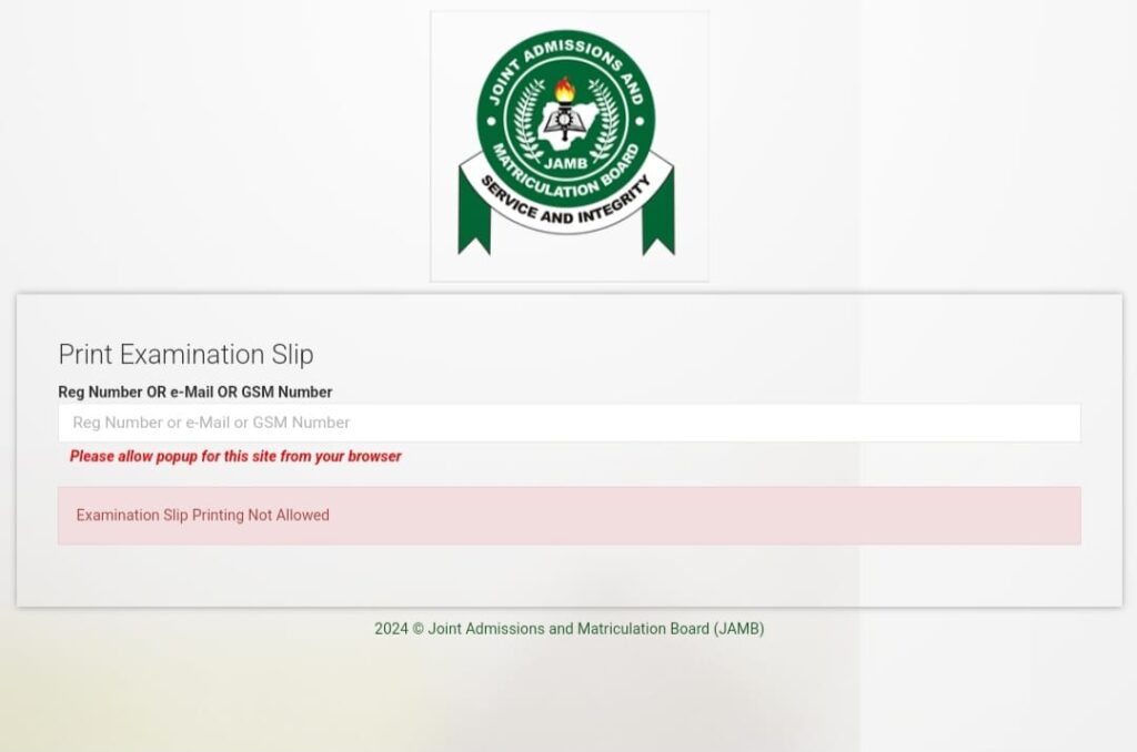 JAMB slip reprinting portal