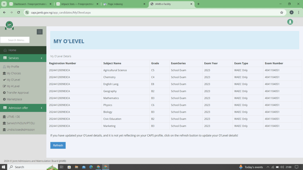 O’level results