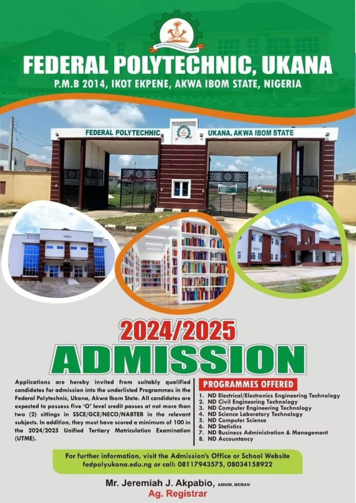 Federal Poly Ukana 2024/2025 Post UTME Form