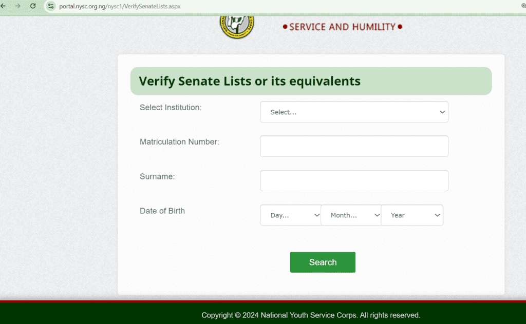 NYSC Senate List